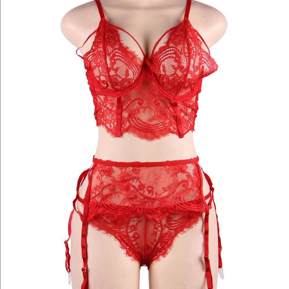 Open Bust Lace Bralette and Panty Set